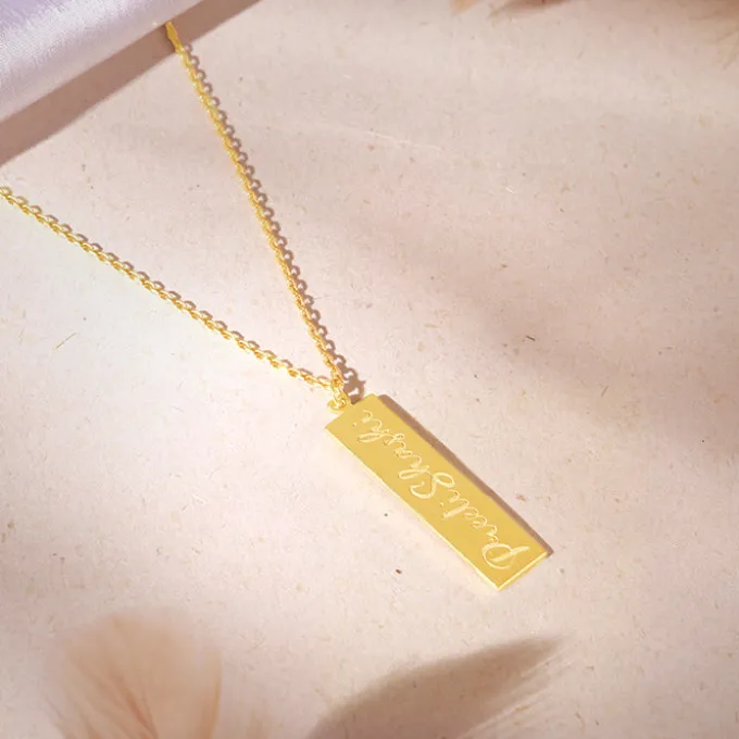 Golden Personalised Two-Name Bar Pendant