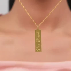 Golden Personalised Two-Name Bar Pendant