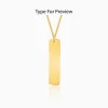 Golden Personalised Vertical Bar Name Pendant with Box Chain For Him