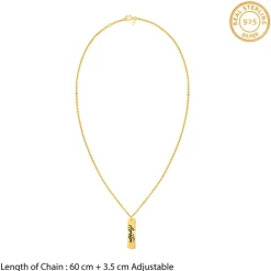 Golden Personalised Vertical Bar Name Pendant with Box Chain For Him
