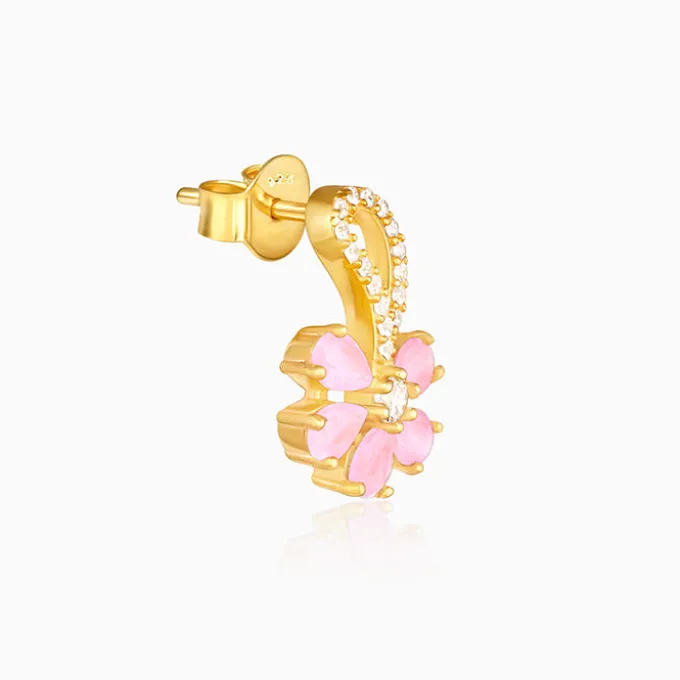 Golden Pink Floral Damsel Earrings
