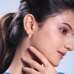 Golden Pink Floral Damsel Earrings
