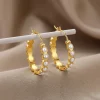 Golden Pola Pearl Hoops
