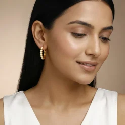 Golden Pola Pearl Hoops