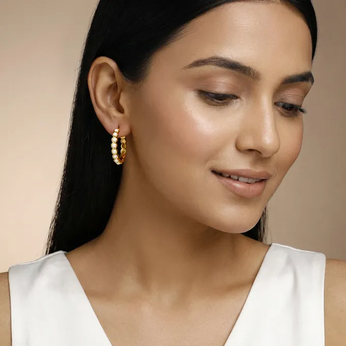 Golden Pola Pearl Hoops