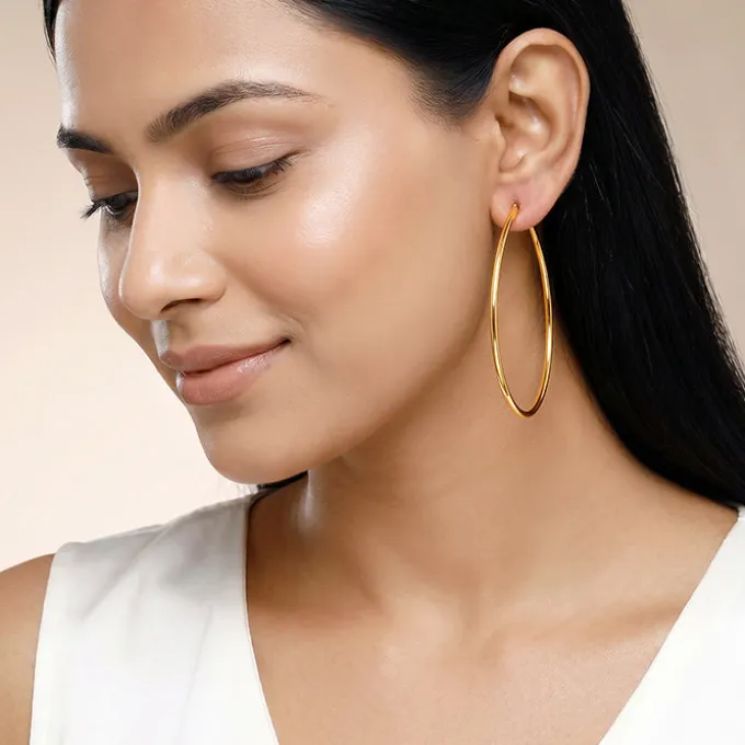 Golden Quiet Curve Hoop Earrings