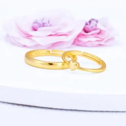 Golden Rise In Love Couple Rings