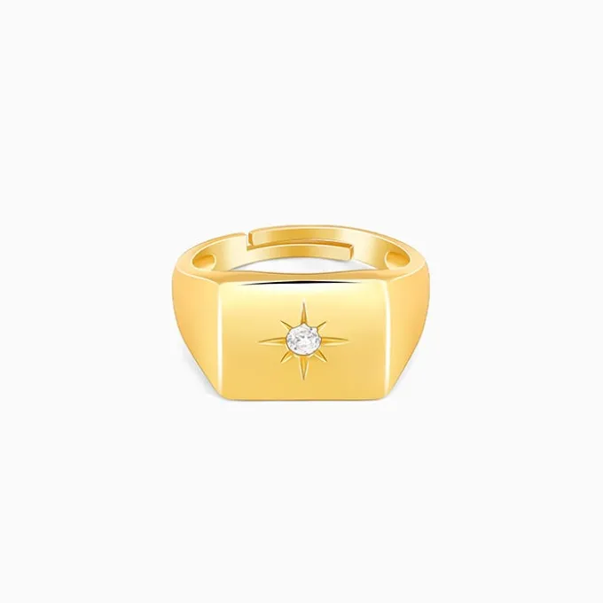 Golden Rise Star Signet Ring for Him (Size 22)