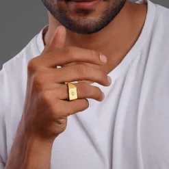 Golden Rise Star Signet Ring for Him (Size 22)