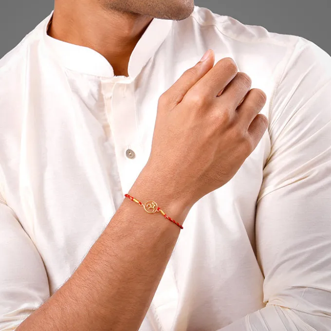 Golden Sacred Bloom Rakhi Combo (Set of 2)