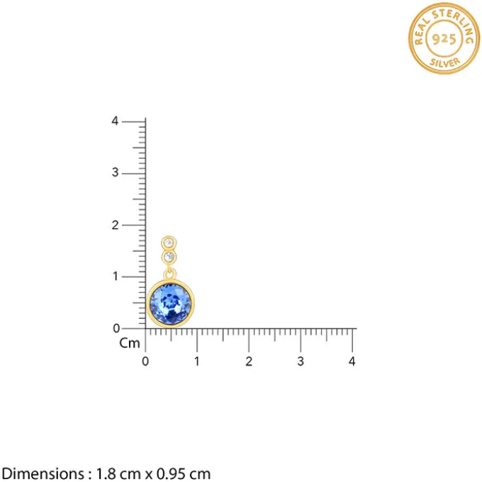 Golden Sapphire Blue Sphere Earrings