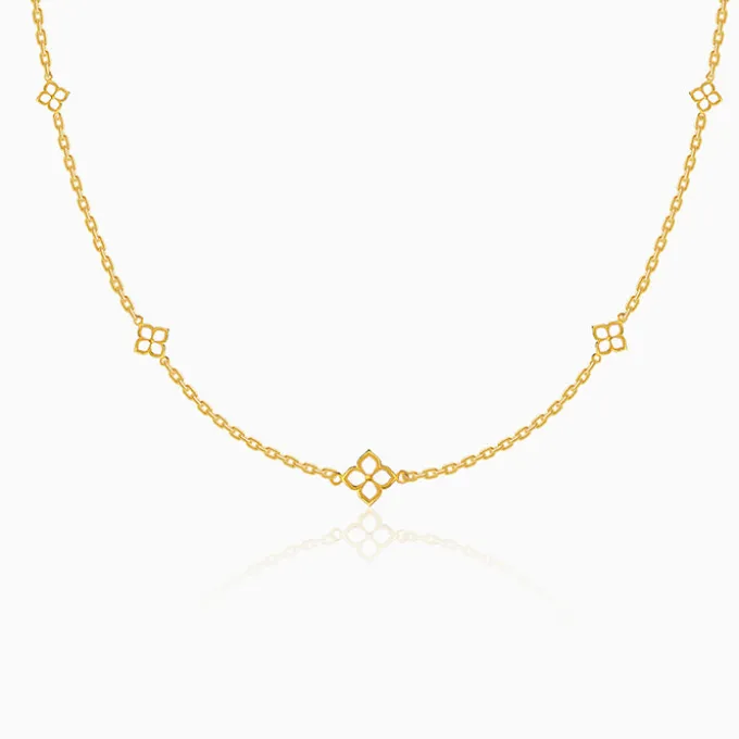 Golden Satin Orbit Necklace