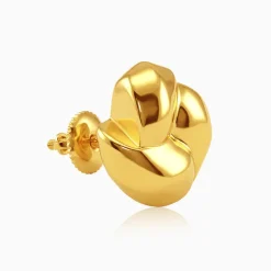 Golden Sculpted Floral Stud Earrings