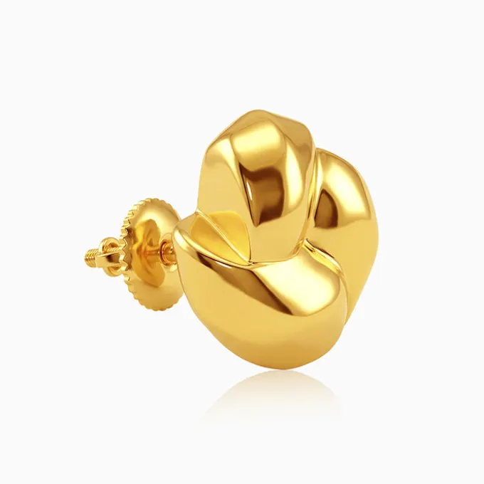Golden Sculpted Floral Stud Earrings
