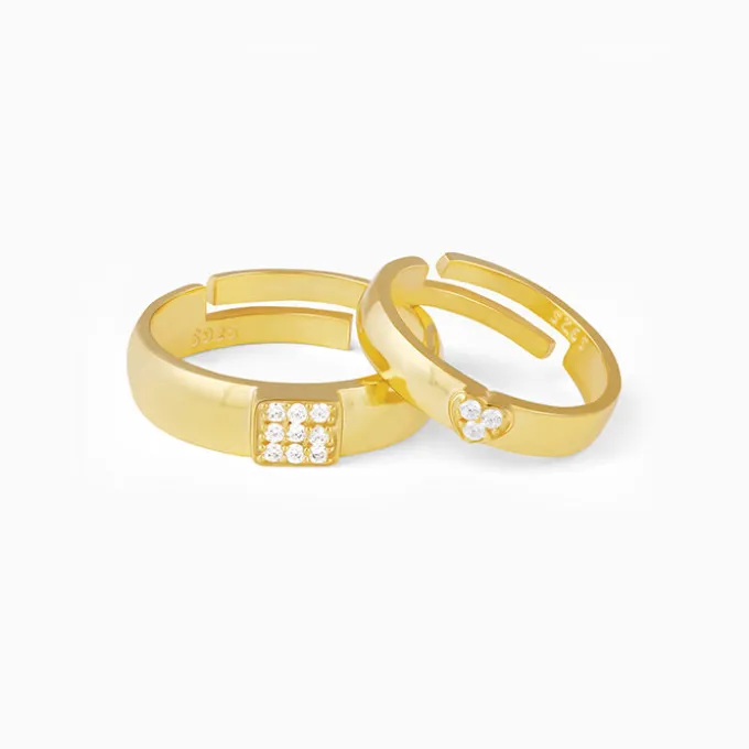 Golden Shining Love Couple Rings