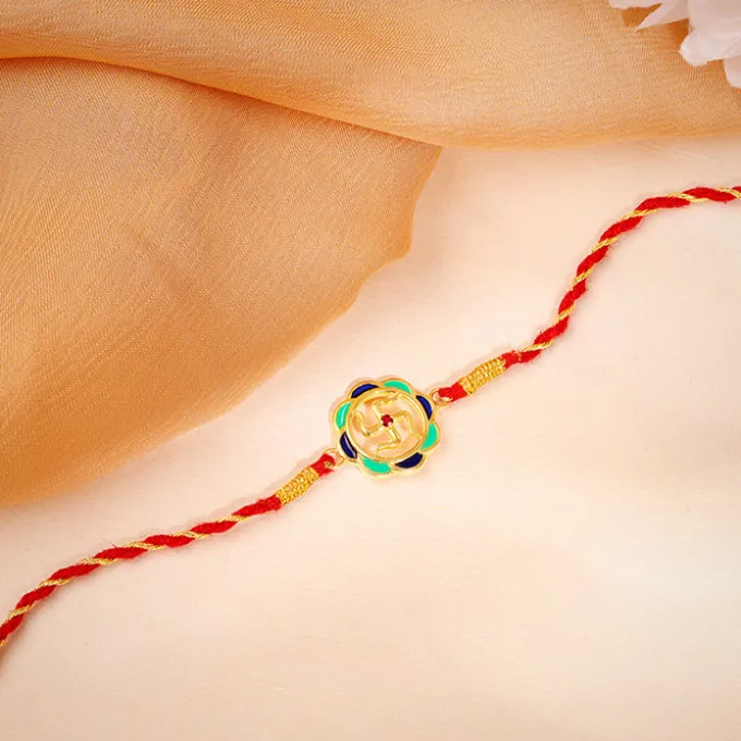 Golden Shubh Swastik Rakhi