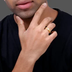 Golden Signature Stone Ring For Him