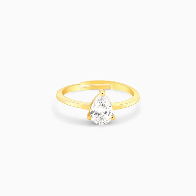 Golden Simple Zirconia Ring
