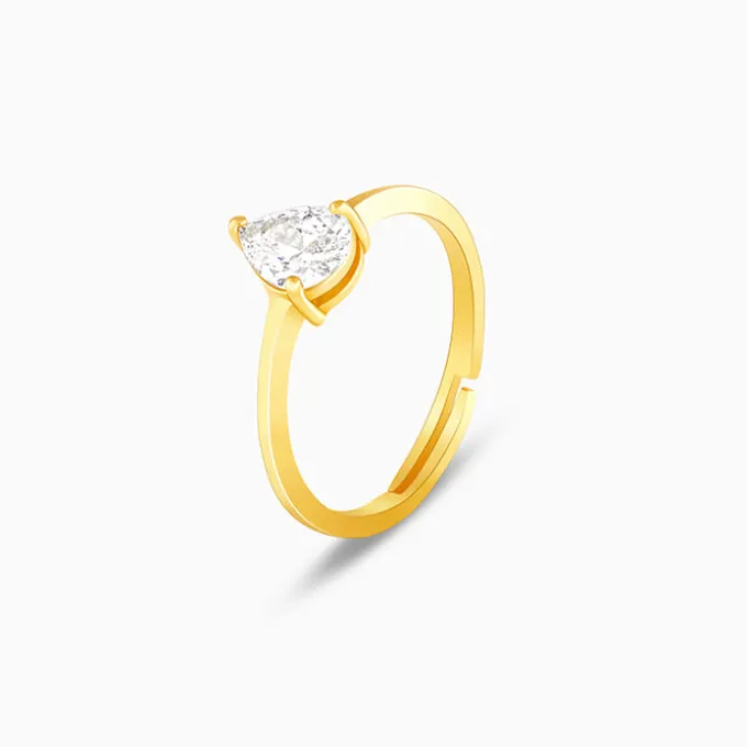 Golden Simple Zirconia Ring