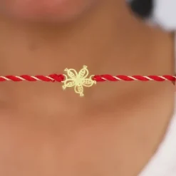 Golden Sparkling Flower Rakhi