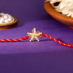 Golden Sparkling Flower Rakhi