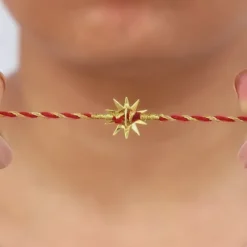Golden Sparkling Sun Rakhi
