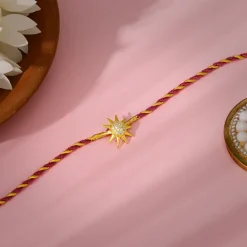 Golden Sparkling Sun Rakhi