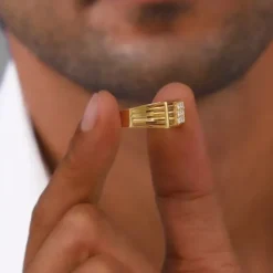 Golden Square in Rectangle Ring For Him
