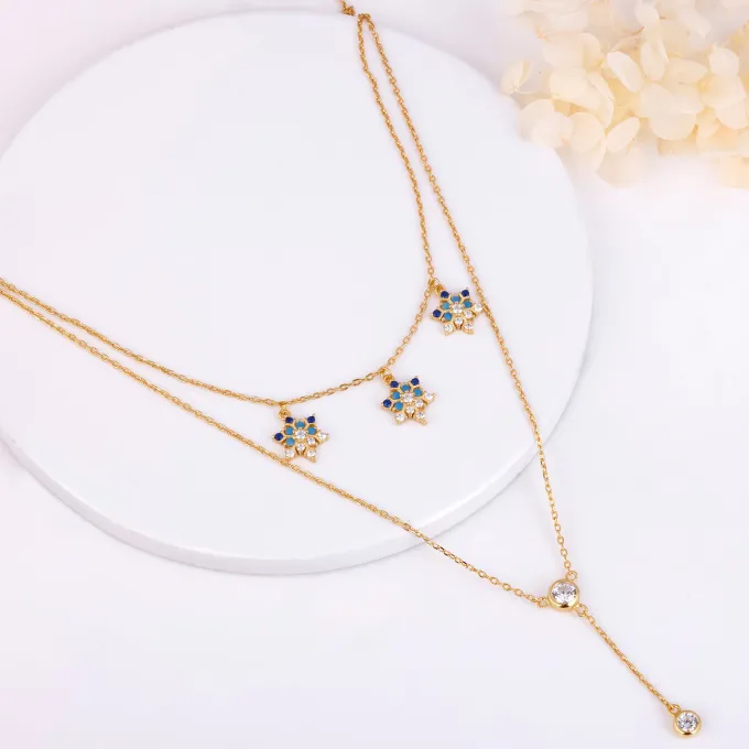 Golden Star Studded Layered Necklace