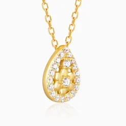 Golden Studded Delight Pendant With Link Chain