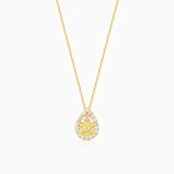Golden Studded Delight Pendant With Link Chain