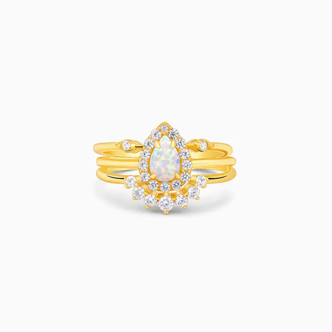 Golden Sunbeam Teardrop Ring
