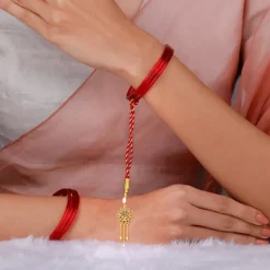 Golden Swastik Bloom Lumba Rakhi
