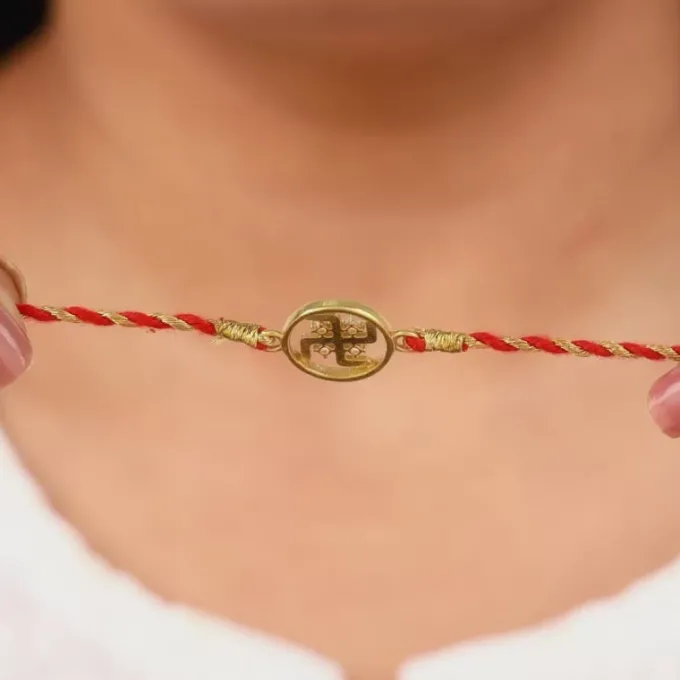 Golden Swastik Rakhi