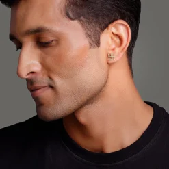 Golden Swastik Shine Stud For Him