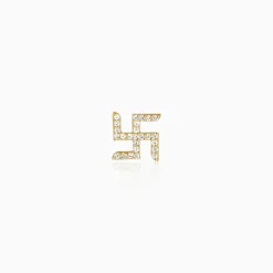 Golden Swastik Shine Stud For Him