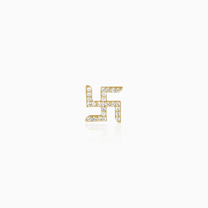 Golden Swastik Shine Stud For Him