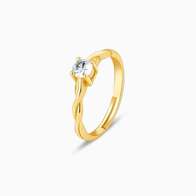 Golden Swivel Love Solitaire Ring