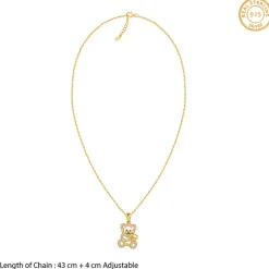 Golden Teddy Hug Pendant With Link Chain