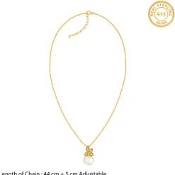 Golden Theda Blossom Pearl Pendant with Link Chain