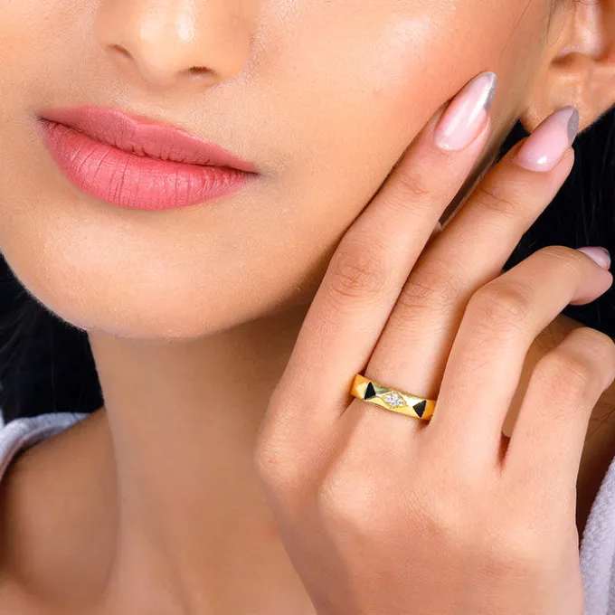 Golden Tri-Facet Ring For Her
