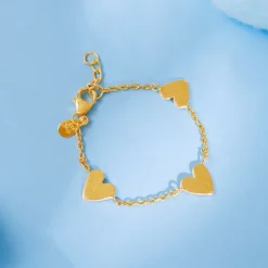 Golden Triple Heartbeat Kids Bracelet (0 - 2 Years)