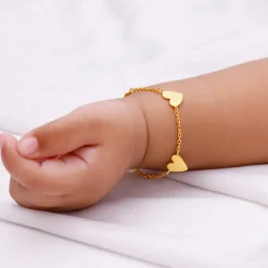 Golden Triple Heartbeat Kids Bracelet (0 - 2 Years)