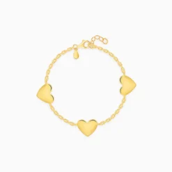 Golden Triple Heartbeat Kids Bracelet (0 - 2 Years)