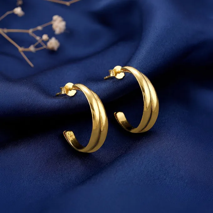 Golden Tubular Hoop Earrings