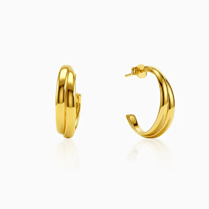 Golden Tubular Hoop Earrings