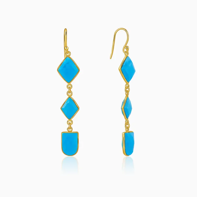 Golden Turquoise Drift Dangler Earrings