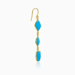 Golden Turquoise Drift Dangler Earrings