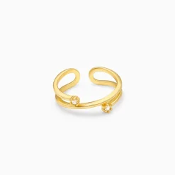 Golden Twist & Turn Zircon Ring