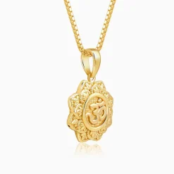 Golden Unique Om Pendant With Box Chain
